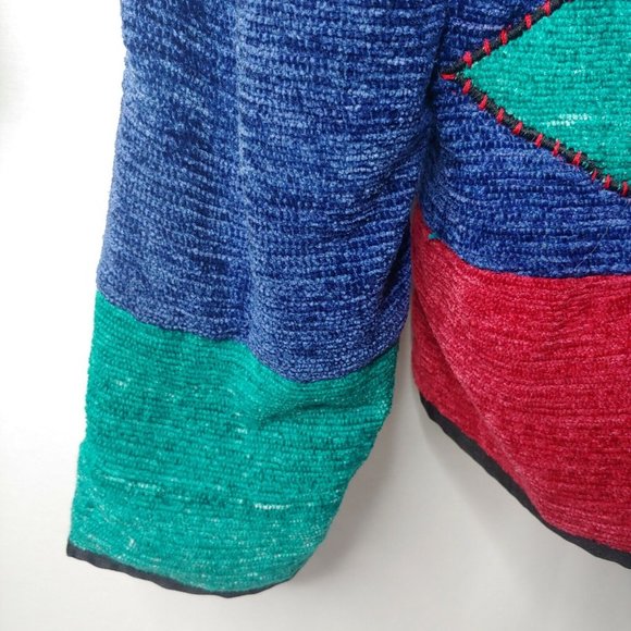 Alex Kim Wearable Art Women's Small Woven Patchwork Jacket Hearts Colorful Lined - Picture 5 of 12